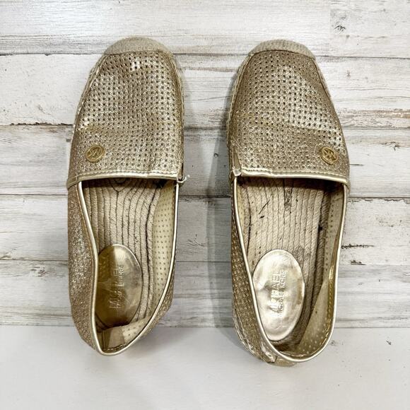 Michael Kors Shoes - Michael Kors Shoes Women Size 5M Gold Metallic Gold Embellished Espadrilles Flat